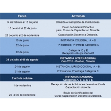 Olimpíada Nacional de Geografía - Cronograma de actividades académicas del año 2018